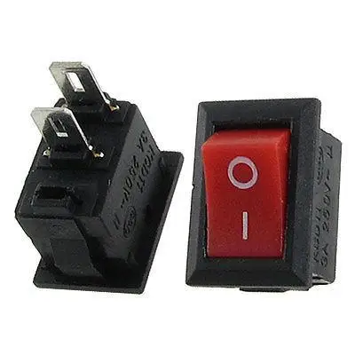 

10 pcs AC 3A 250V Red Button 2 Pin SPST On Off I/O Snap in Rocker Switch 13x8mm