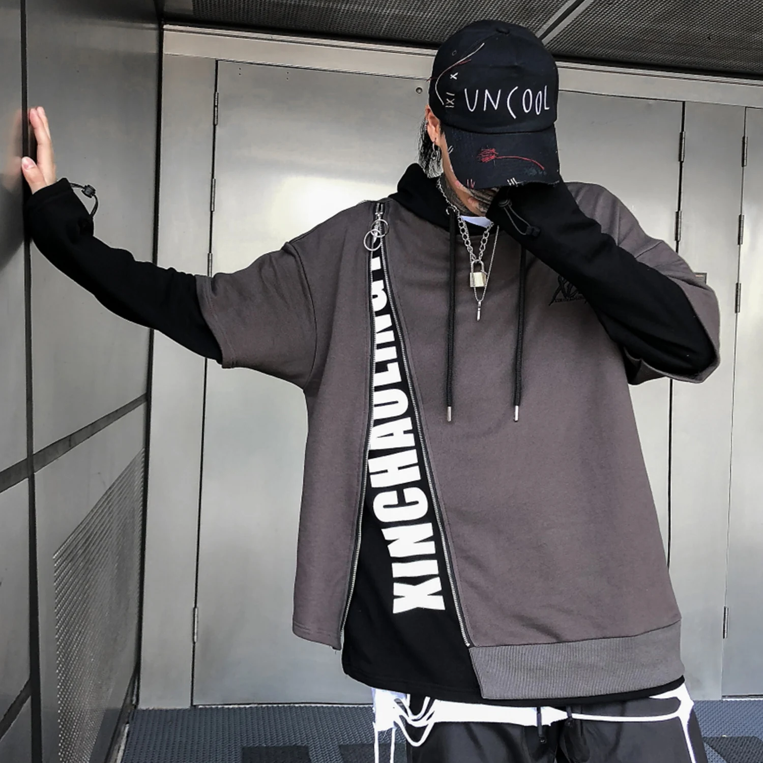 Aelfric Eden поддельные из двух частей с буквенным принтом Мужские толстовки Harajuku повседневные хлопковые толстовки уличная хип хоп Модный пуловер