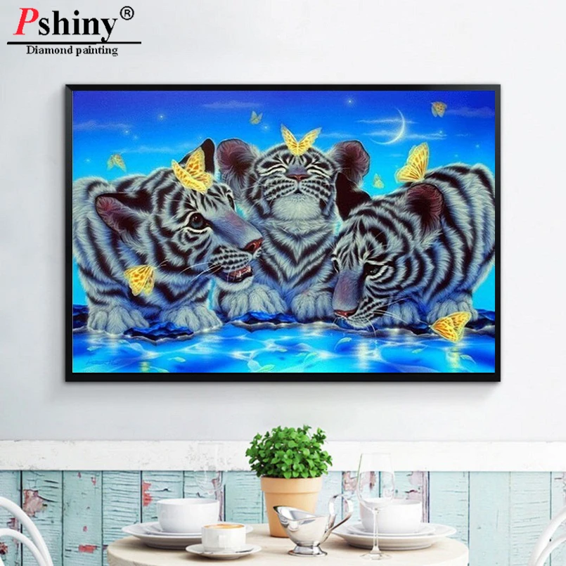 Pshiny DIY алмазная живопись камни в форме ромба Стразы животного Лев вышивка