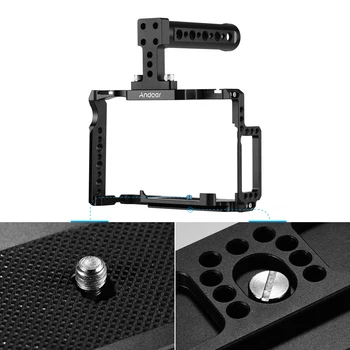 

Andoer Camera Cage + Top Handle Kit Aluminum Alloy with Dual Cold Shoe Mount Compatible with Canon 5DS 5DR 5D Mark IV/III/II