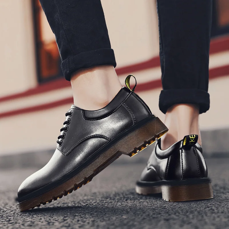 2020 Spring New Genuine Leather Men's Casual Leather Shoes High Quality Men Anti-Slip Big Head Leather Shoes Men Driving Shoes