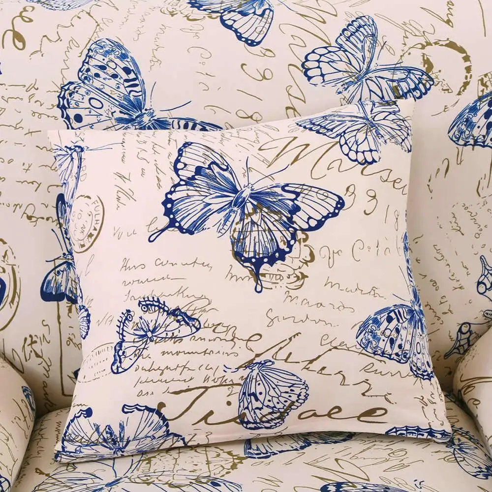 2 pillowcases Yeahmart модный принт бабочки 1 2 3 местный диван диване чехол эластичный стрейч секционный чехол для кресла мебель протектор - Цвет: 2 pillowcases
