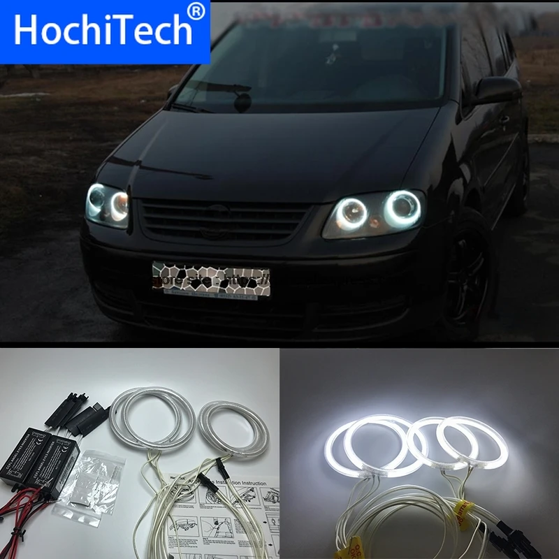 HochiTech для Volkswagen VW Touran 2004-2007 ультра яркий дневной свет DRL CCFL ангельские глазки демон глаза комплект Теплый Белый Halo Кольцо