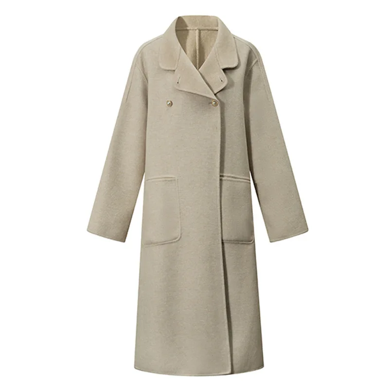 Korean Wool Coat New Autumn and Winter Women Loose Double-sided Wool Coat Mid-long Fashion Woolen Jacket NS1507