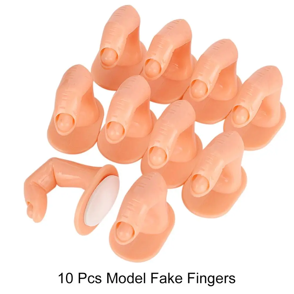 

10Pcs Plastic Practice Fake Finger Nail Art Model Finger DIY Acrylic UV Gel Manicure Nail Tools For Training