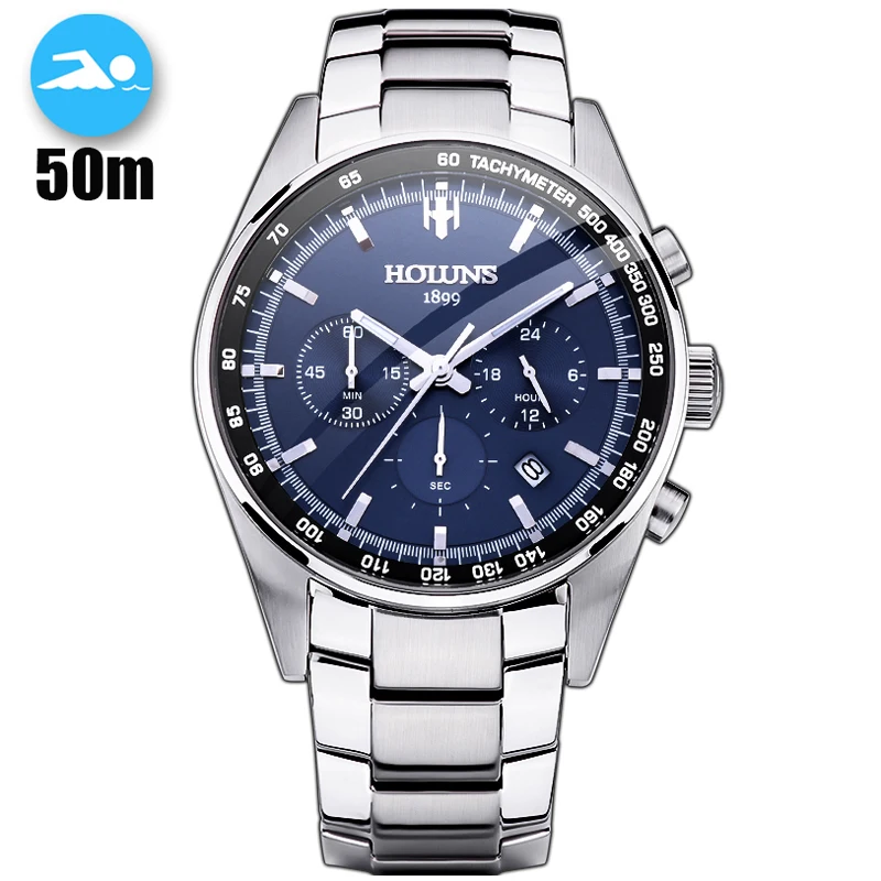 $80 50M Waterproof Hot Dropship Full Steel Men Watch Military Wrist Watches Chronograph Fashion Men Spo