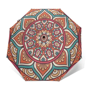 

Sunny Umbrella Bohemian Mandala Automatic folding portable men women umbrella Sunscreen rain Windproof beach parasol