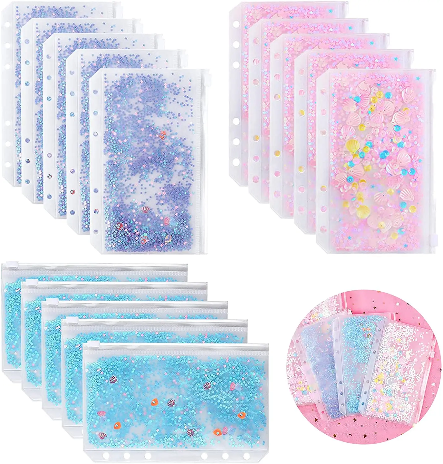 6 Pieces A6 Binder Cash Envelopes PVC Budget with Zipper Pocket Folders for Ring Refillable Notebook | Канцтовары для офиса и