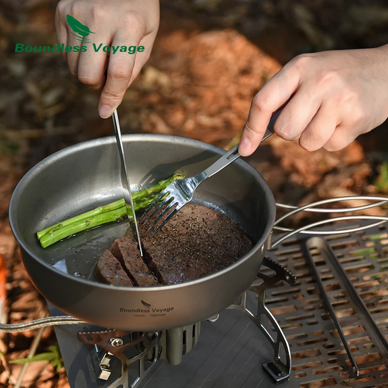 TOMSHOO 1000ML/1500ML poêle à frire légère en titane dîner assiette de fruits poêle récipient de nourriture pour camping en plein air randonnée sac à dos pique-nique barbecue, 1500ml