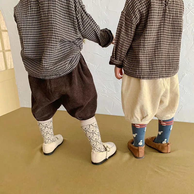 Knee Length Girls Boys Corduroy Pants Fashion Kids Trousers kids trousers