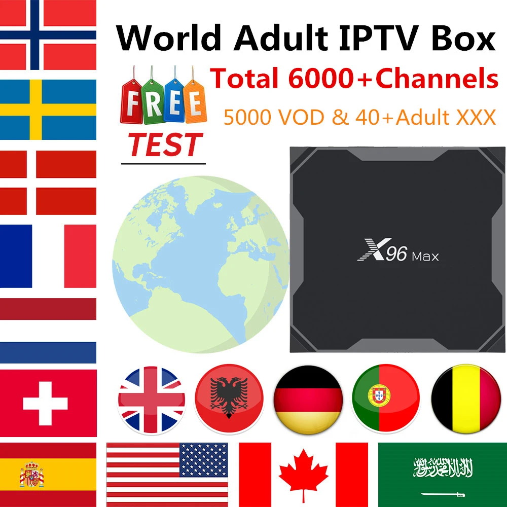 World IP tv X96 MAX Android 8,1 Smart iptv-приставка m3u 6000 Live 8000+ VOD Франция Италия США Великобритания немецкая испанско-португальский взрослый xxx tv