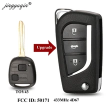 Jingyuqin modificado flip 2 /3 botões remoto chave fob 433 mhz 4d67 chip para toyota prado 120 rav4 kluger fcc id: 50171