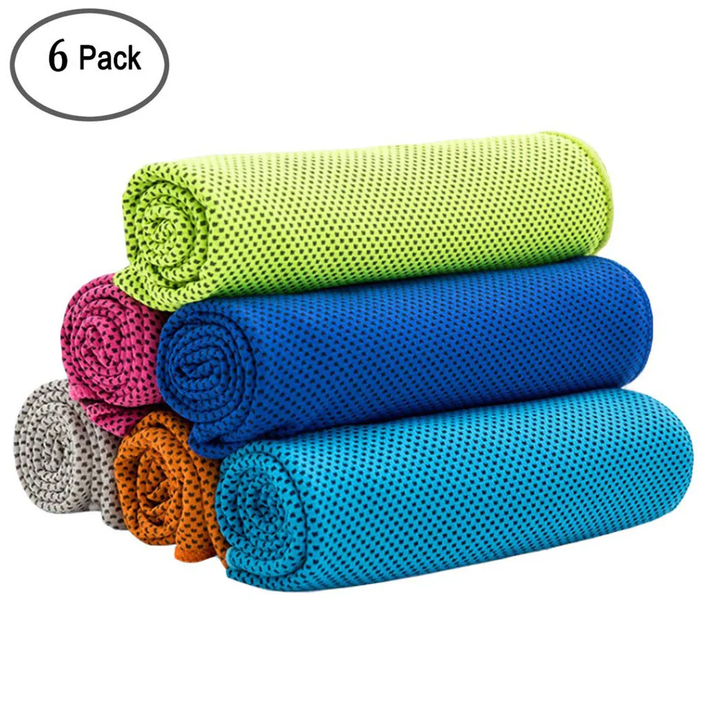 

6pcs Quickly Instant Icing Cooling Towel Microfiber Enduring Fast Dry Frozen Sport Towel Bathroom Towels for Workout Fitness