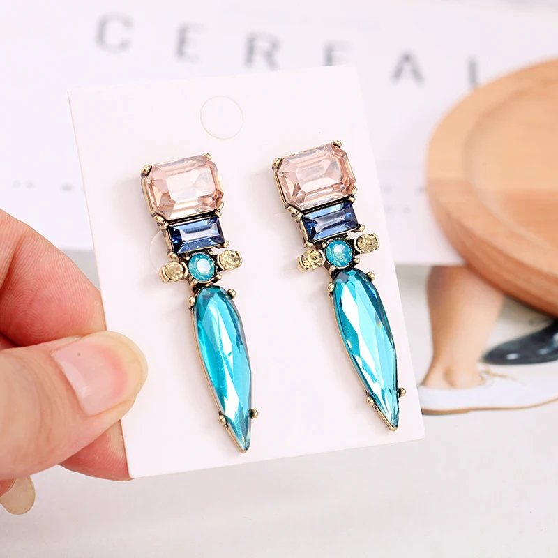 Классические Вечерние серьги-капли с синим искусственным драгоценным камнем, уникальные серьги для женщин, ювелирные аксессуары