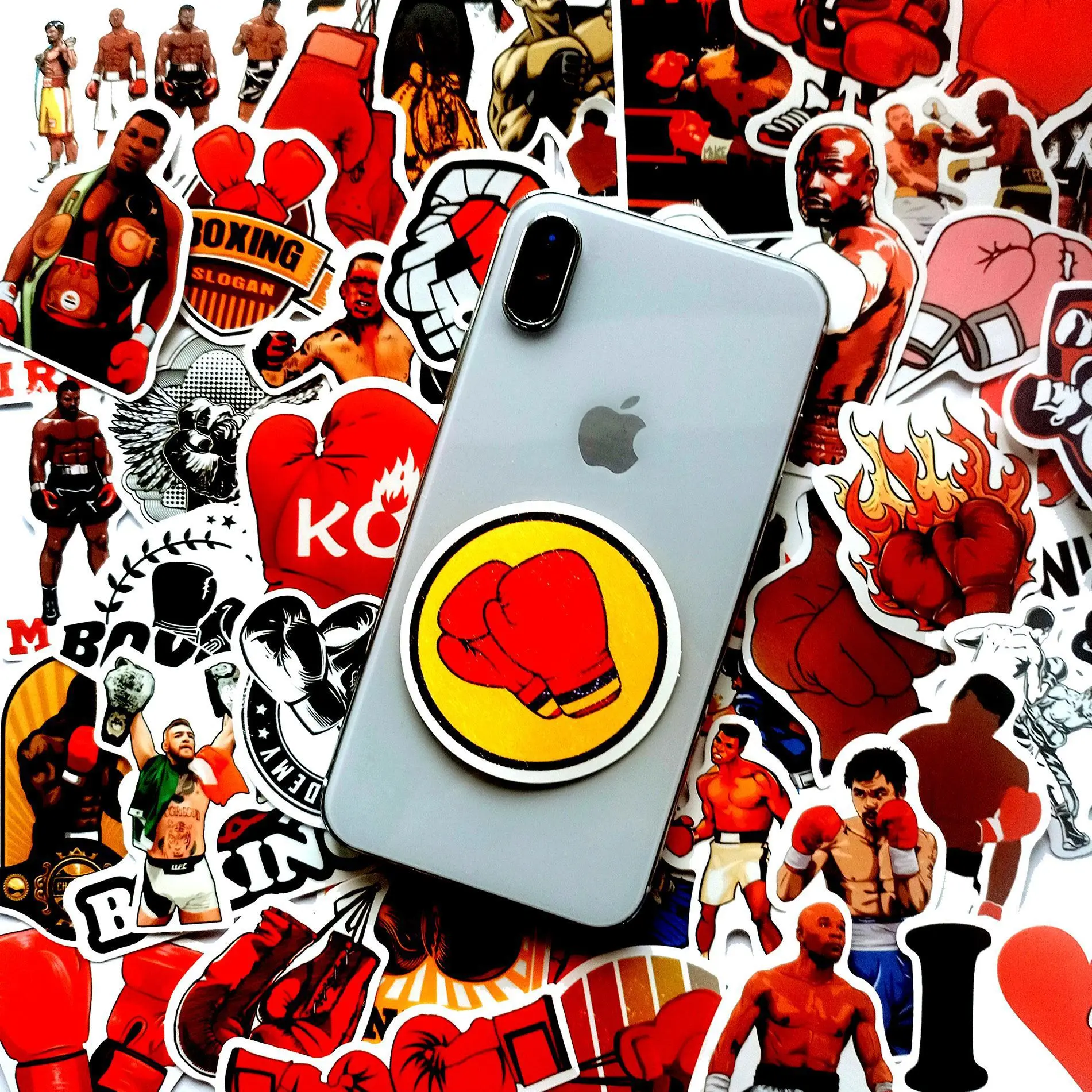 10/30/50pcs   Red Boxing Gloves Cartoon Notebook Computer Mobile Phone Air Conditioner  Treasure Electric Ipad Car Sticker