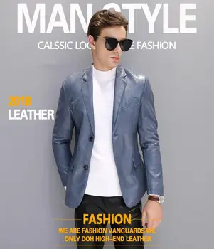 

2018 Autumn Men 'S Leather Thin Section Small Suit Trend Slim England Casual Handsome Spring And Autumn Blazer