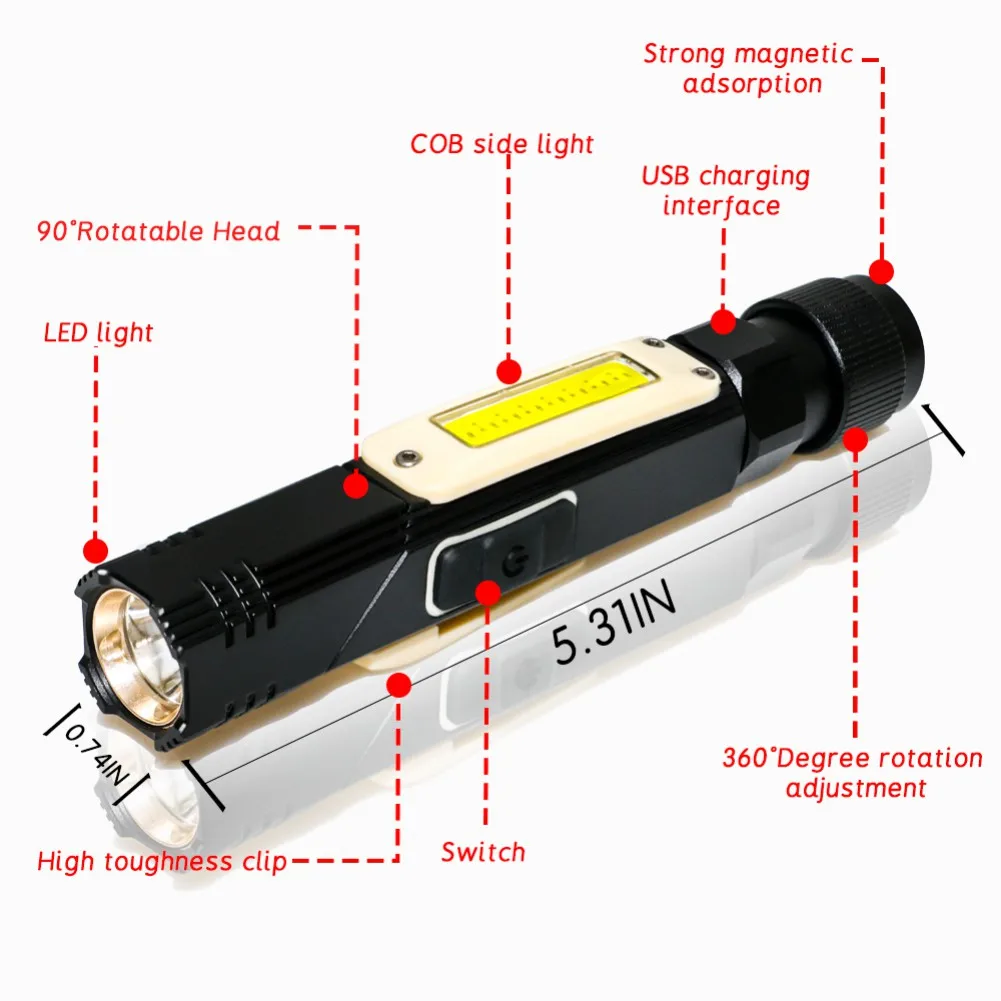USB Перезаряжаемый COB рабочий свет ремонт ручной лампы фонарик для осмотра для наружного ночного нового