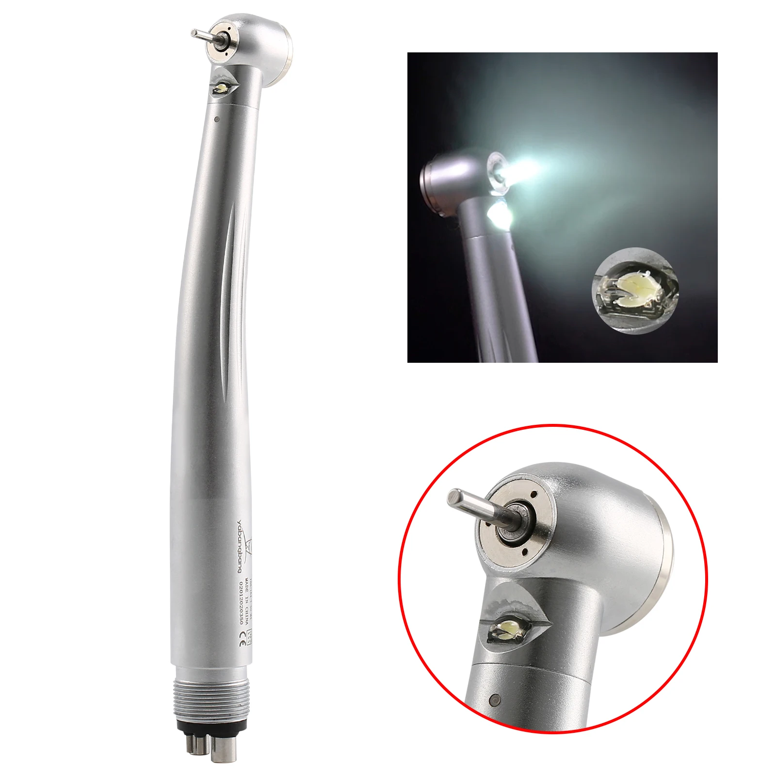 YABANGBANG Triple Water Spray LED E-generator 4 Hole Dental High Speed Handpiece Large Head Push Button Chuck KAVO Style