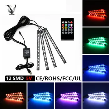 

LED Car Interior Atmosphere Neon Light Strip Light Automobile Multicolor Atmosphere Lamp Remote/Voice/App Control Foot Lamps