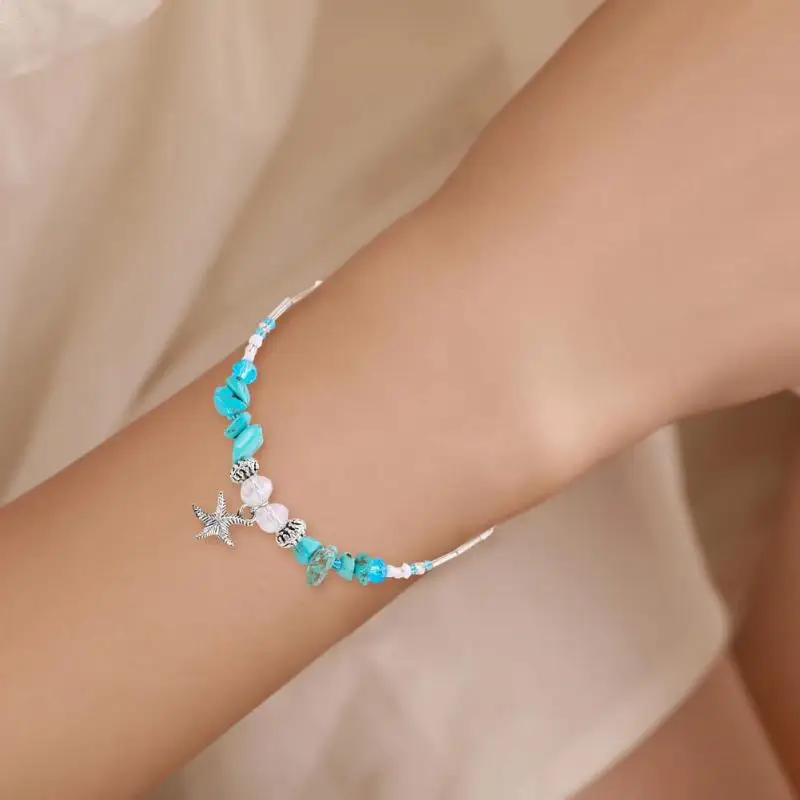 Boho Seastar браслет из натурального камня раковины ножной браслет Для женщин пляжные украшения
