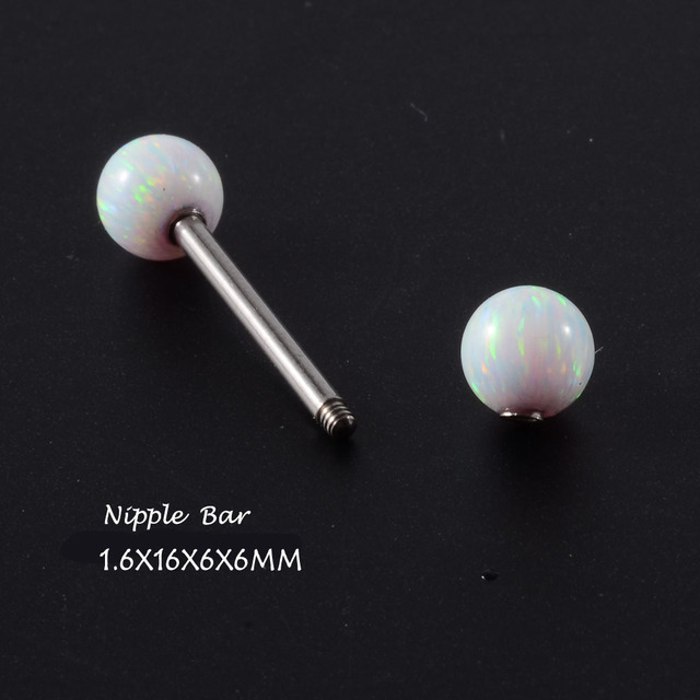 Surgical Steel Opal Stone Nose Stud Septum Clicker Rings Lip Ear Tragus Cartilage Helix Lobe Earrings Piercing Body Jewelry