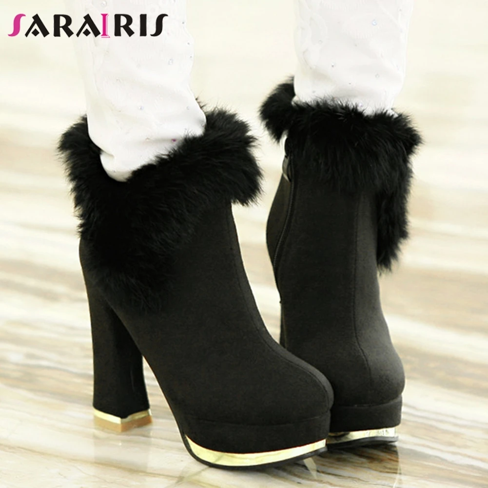 

SARAIRIS New Party Wedding Fashion Platform Booties Ladies Decorating Ankle Boots Women 2019 Girl 12cm High Heels Shoes Woman