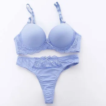 

Women bra and string sets fashion solid padded cup big size underwear lingerie bra string sets ladyies fashion sexy intimate set