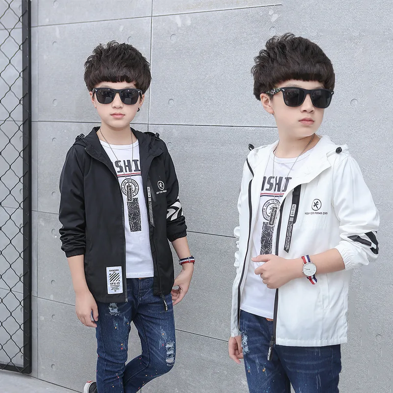 

Childrenswear Autumn New Style BOY'S Coat 2019 Mid-length Lettered Hooded Trench Coat Children Sports Jackets Wholesale