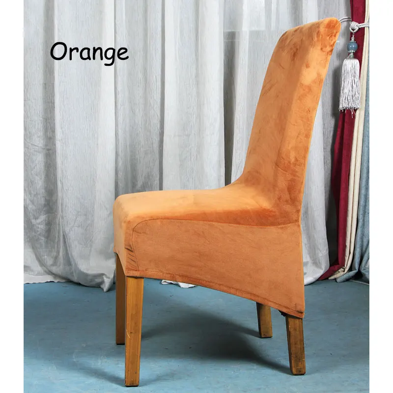 XL размера плюс бархат стрейч длинная спинка высокий стул чехол чистый цвет сиденье slipcover обеденный стул протектор номер чехол для кресла - Цвет: Orange