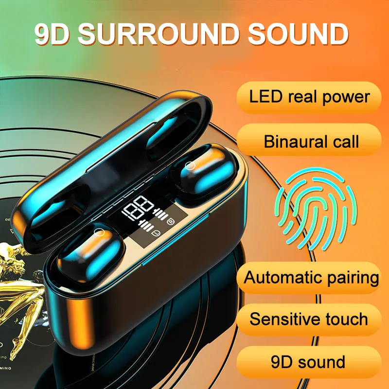 M2 TWS Bluetooth Earphone Wireless Sport Headphones 5 0 LED Digital Display Music Headset Touch With Charging Compartment