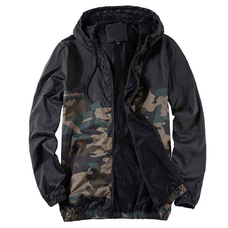 

Mountainskin 2019 Men's New Jacket Autumn Jacket Men's Youth Camouflage Patchwork Hood Coat Slim Fit Brand Clothing 4XL