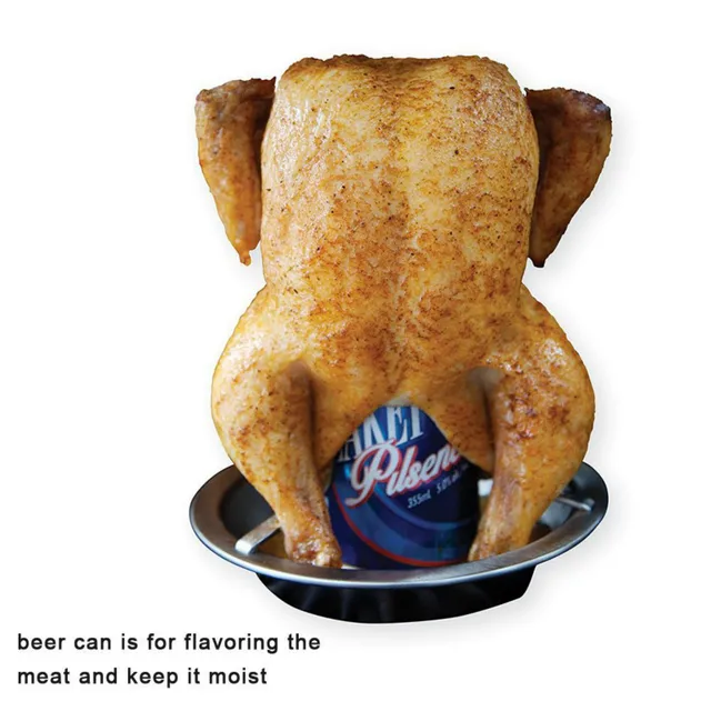 Acél Sör Doboz Csirke Pulyka Sütő Rotisserie Grill Állvány Tartó Tálca Függőleges Hús Baromfi Pörkölt - Image 3