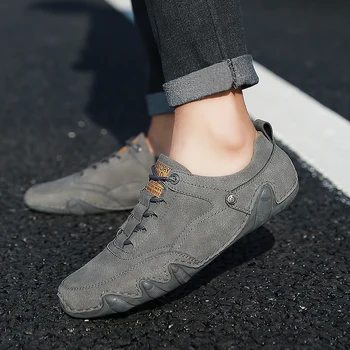 

Best Selling Leather Sneakers For Men Black Split Leather Casual Shoes Youth Brand Men Lace Up Sneakers Fashion Men Sneakers