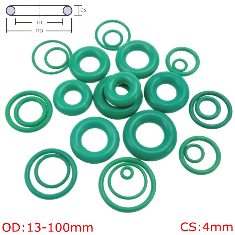 Green FKM Rubber Sealing Ring OD 5-50mm Fluorine Rubber O-ring Oil Resistant