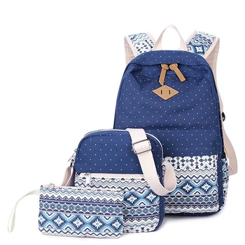 

3pcs/set Women Backpack Teenager Girls Backpacks Ruck Shoulder Bag Female Student School Bags Vintage