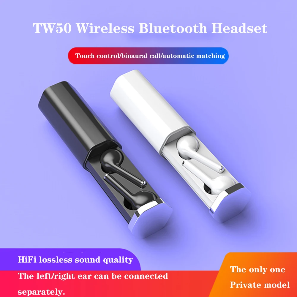 TW50 Bluetooth наушники HiFi стерео Бас шумоподавление Гарнитура двойной микрофон с зарядным устройством Беспроводные спортивные наушники
