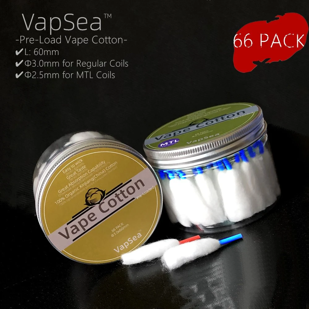 

Original VapSea Big Box Vape Cotton wool 66 Pack MTL Organic Prime Electronic Cigarette bacon For RDA RTA RBA Atomizer Coil