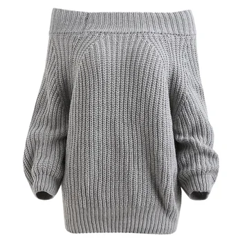

DRESSFO Off The Shoulder Plain Sweater Women Raglan Sleeve Casual Solid Sweaters Sexy Women Clothes Pullovers Autumn Winter