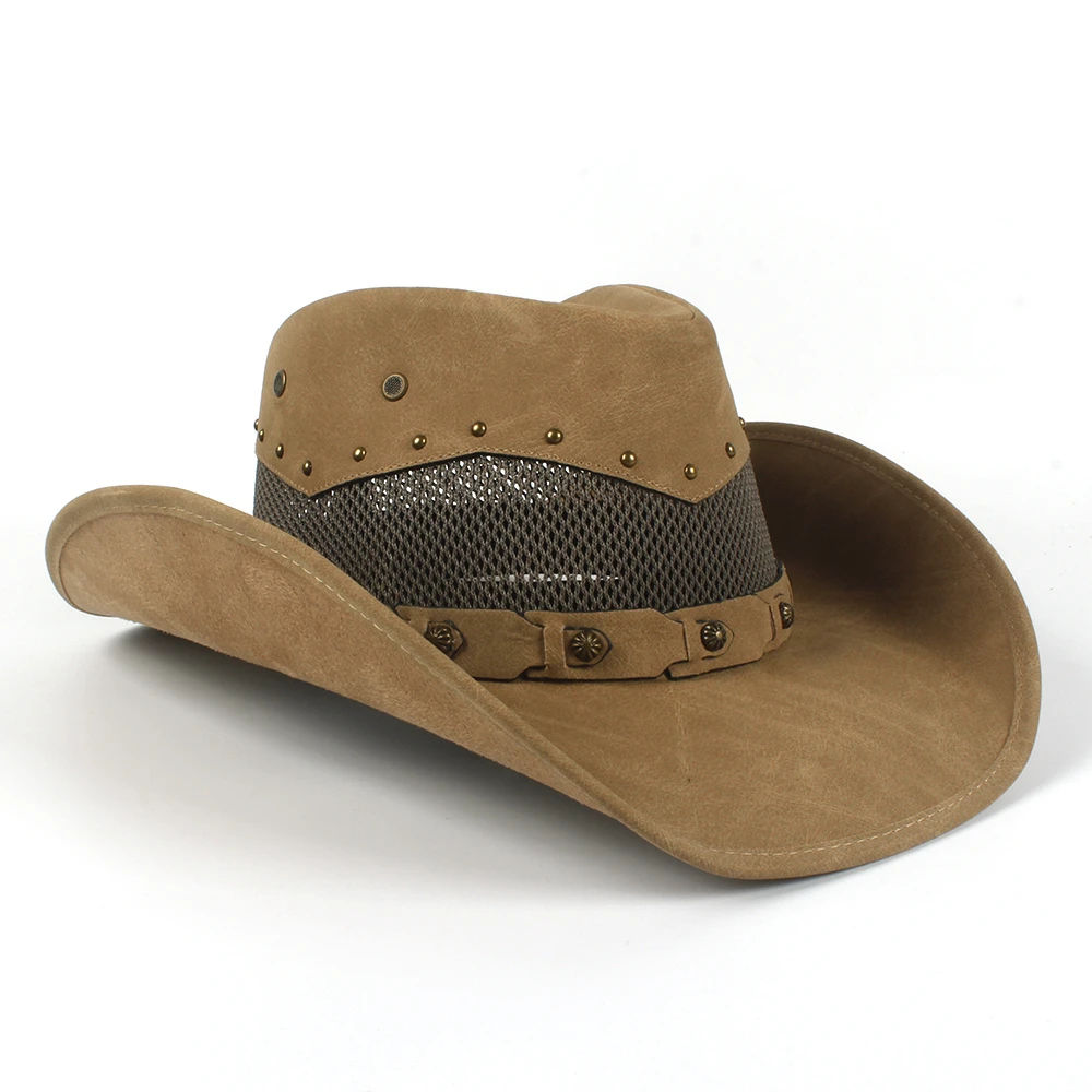 36 Stlye 100% Leather Men Western Cowboy Hat For Gentleman Dad Cowgirl ...