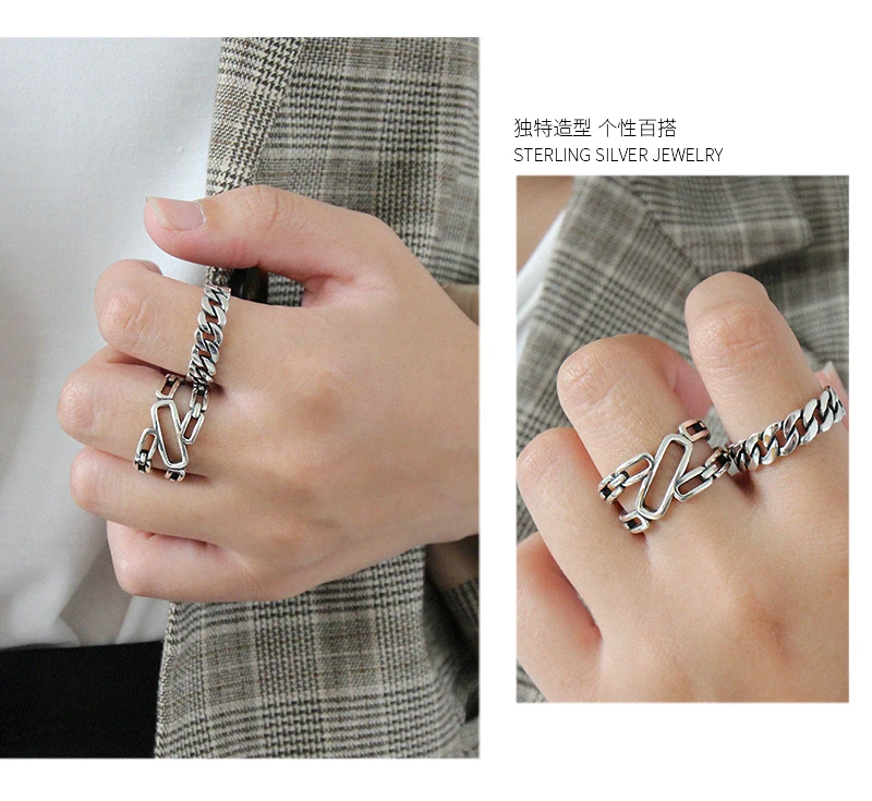 Богемные этнические 925 пробы серебряные геометрические кольца оригинальной формы для женщин Свадебные винтажные открытые, кольца на палец рождественские подарки