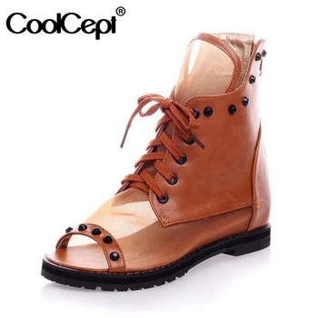 

Coolcept Summer Women Sandals Zipper Open Toe Flats Shoes Breathable Outdoor Vacation Beach Women Sandals Size 33-43
