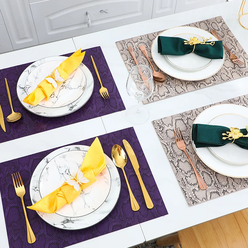 

Snakeskin pattern Double leather Placemat Insulation pads Nordic Western placemat thickened waterproof table mat wholesale