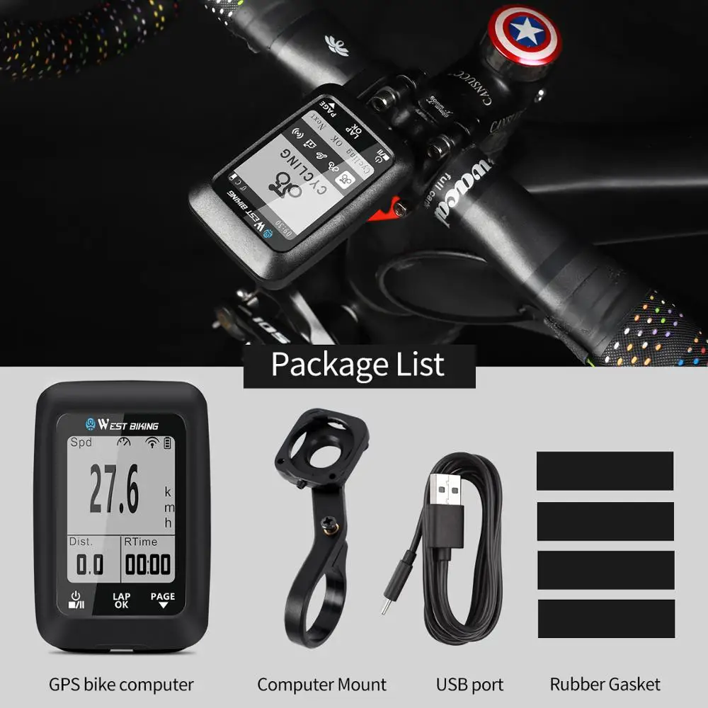 WEST BIKING GPS компьютер для велосипеда беспроводной Спидометр Водонепроницаемый