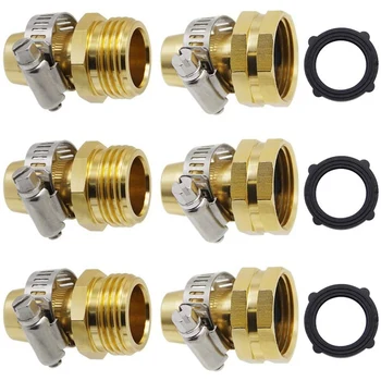 

Garden Hose Repair Connector with Clamps, Male and Female Garden Hose Fittings, 3 Set