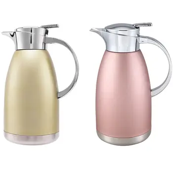 

2x Pink/Champagne Gold 1.8L Thermal Hot Water Jug Pitcher Stainless Steel Vacuum Bottle Double Layer Insulation