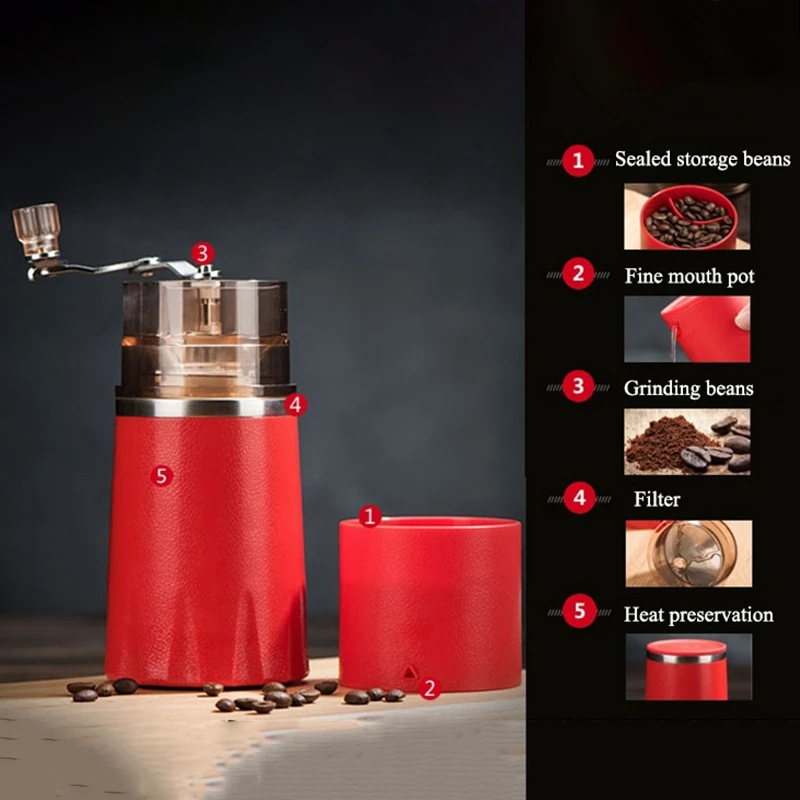 Manual Grinding Coffee Cup Portable Siamese Filter Coffee Hand Wrench Screw Grinding Coffee Beans Small Coffee Machine