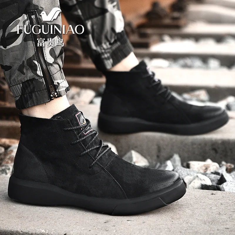 

FGN Popular MEN'S SHOES 2019 Autumn & Winter New Style Hight-top Fashion Martin Boots Men's Fashion MEN'S Leather Boots Worker B