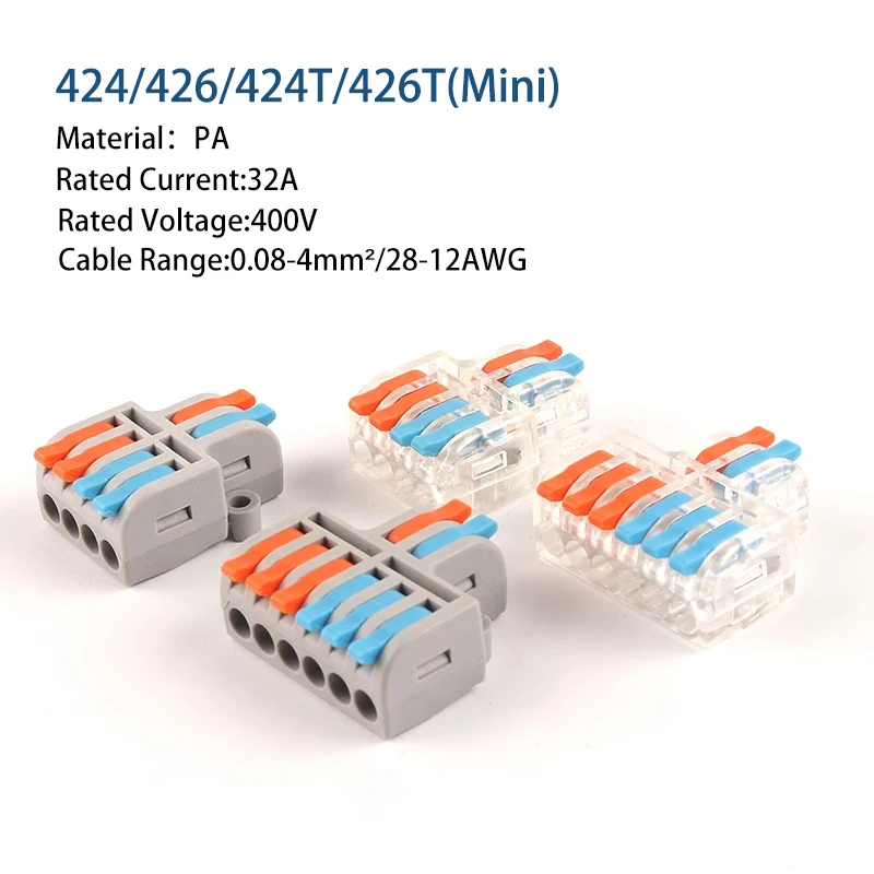 Connettori per cavi elettrici Splitter compatti rapidi conduttore SPL con  giunzione a molla blocco Termianl scatola di giunzione plug-in AWG 28-12 -  AliExpress