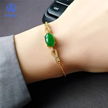 

Anmiy Jewelry Female Tourmaline Green Gold Bracelet Charming On Party As A Queen