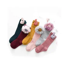 Outono inverno novo estilo original decorativo longo tubo 100 algodão bonito desossado menina pilha meia térmica